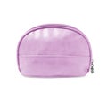 Stylish lilac cosmetic bag isolated on white