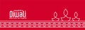 Stylish line style diya lamp red diwali banner