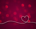 Stylish line valentines heart on bokeh background
