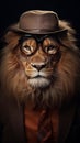 Stylish lion with glasses.