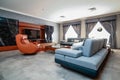 Stylish living room interior of the modern apartment and trendy furniture in Doha Qatar