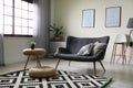 Stylish living room with modern and stylish decor. Idea for interior design Royalty Free Stock Photo