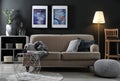 Stylish living room with modern furniture and stylish decor Royalty Free Stock Photo