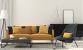 Stylish living room with a yellow sofa