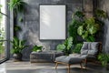 Stylish Living Space with Blank Canvas for Art Display. Concept Interior Design, Stylish Decor, Art Royalty Free Stock Photo