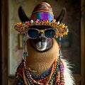 stylish llama in clothes