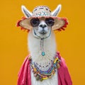 stylish llama in clothes