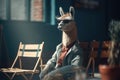 stylish llama hipster is casting, realism, Generative AI
