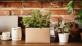 Stylish Loft Apartment Mockup With Green Plants And Empty Picture Frame