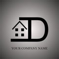 D House, home, real estate logo letter.House home logo, real estate logotype, architecture symbol. home icon symbol illustration. Royalty Free Stock Photo