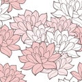 Stylish lotus flowers seamless background. Royalty Free Stock Photo