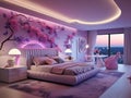 Stylish luxury pink and purple bedroom