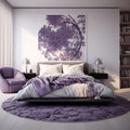 Stylish luxury elegant purple and white bedroom Royalty Free Stock Photo