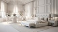Stylish luxury full white bedroom Royalty Free Stock Photo