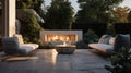 stylish luxury outdoor fireplace