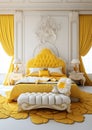 Stylish luxury yellow and white bedroom