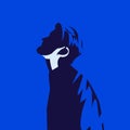 Stylish man silhouette looks up cartoon vector illustration. Elegant men`s facial profile