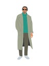 Stylish man in modern autumn outfit vector.