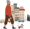 Clip art of people and the city street