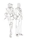 Stylish man and woman sketch Fashion Collection Of Clothes Set Of Models Wearing Trendy Clothing Sketch Vector woman and man Royalty Free Stock Photo