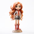 Stylish Manga-inspired Figure With Long Curly Hair And Pink Jacket