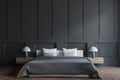 Stylish master bedroom interior, black