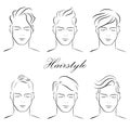 Stylish men's hairstyles, haircuts, vector