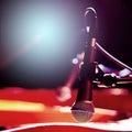 Stylish Microphone on a Blurred Colored Background Royalty Free Stock Photo