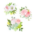 Stylish mix of spring bouquets vector design set