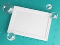 Stylish Mock Up Poster Frame Template. Fresh and Minimalist 3D Rendering. Turquoise Background