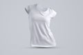 Stylish mockup with shape of the blank female t-shirt without