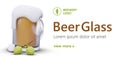 Stylish modern beer mugs. 3D illustration in cartoon style. Horizontal template with text, picture Royalty Free Stock Photo