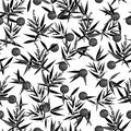 Stylish modern Black and white Seamless pattern. Bamboo leaves background. Floral Vector illustration ,Design for fashion,fabric, Royalty Free Stock Photo