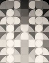 Black and White Geometric Tile Pattern with Curved Lines, Generative AI Royalty Free Stock Photo