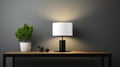 Stylish modern desk in dark stylish room. Created with Generative AI Royalty Free Stock Photo