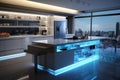 Stylish Modern kitchen interior smarthome. Generate Ai