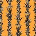 Stylish modern Seamless pattern. Bamboo leaves in vertical stripe Vector illustration ,Design for fashion,fabric,web,wallpaper,