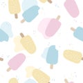 Stylish and modern seamless pattern. Sweet dessert background with drops.