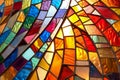 Stylish modern stained-glass window in bright colors. Generative AI. Royalty Free Stock Photo