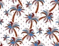 Stylish Modern Summer palm trees seamless pattern vector illustrations Bali inspired Royalty Free Stock Photo