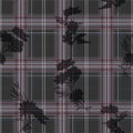 Stylish modern tartan layer on silhouette flowers seamless pattern in vector, Design for fashion ,fabric , web, wallpaper, and all Royalty Free Stock Photo