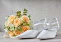 Stylish modern white pointed toe wedding shoes Royalty Free Stock Photo