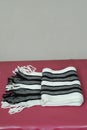 Stylish modern woolen grey,black and white contrast scarf