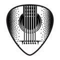 Stylish monochrome plectrum for guitar. Vector illustration