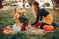 Family with pumpkins Royalty Free Stock Photo