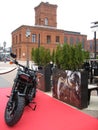 Stylish motorcycle on display in Lodz. Modern street transport Royalty Free Stock Photo