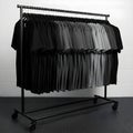 Stylish movable rack of clothes held using hangers Royalty Free Stock Photo