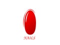 Stylish nail symbol icon. Bright red oval sign of glamor and fashion design rich