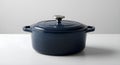 Sleek Blue Cast Iron Pot Royalty Free Stock Photo