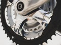 Stylish new chainwheel on bicycle